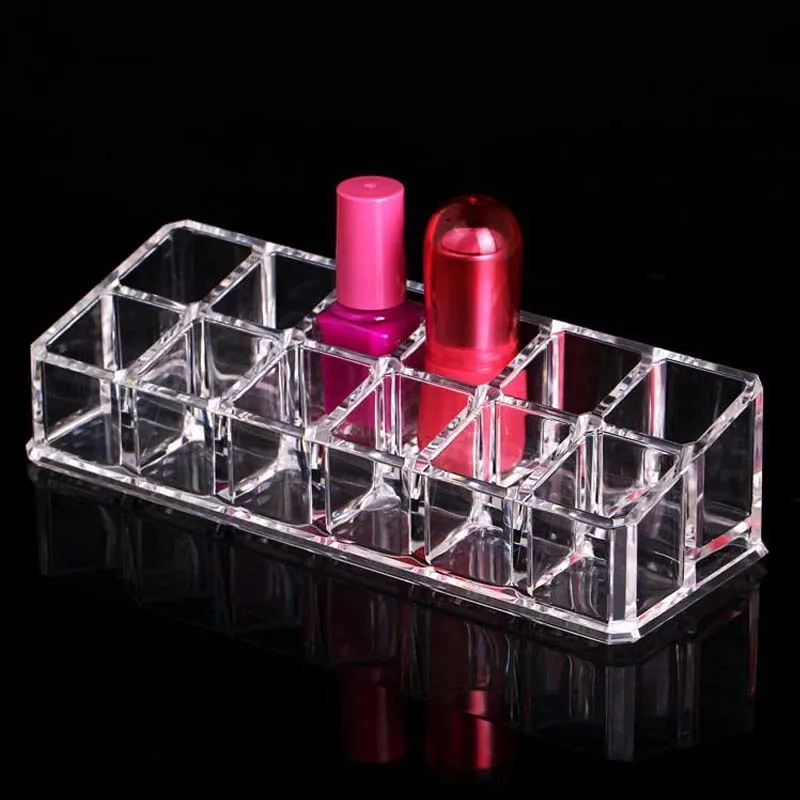 

New Arrival 12 Grids Transparent Lipstick Holder Clear Acrylic Display Stand Sundry Storage Box Cosmetic Makeup Organizer