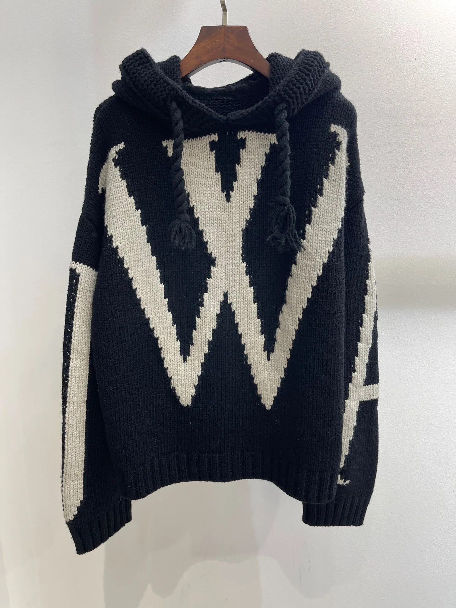 10.20 KlasonBell Hooded Loose Wool Knitted Pullover Sweater Women