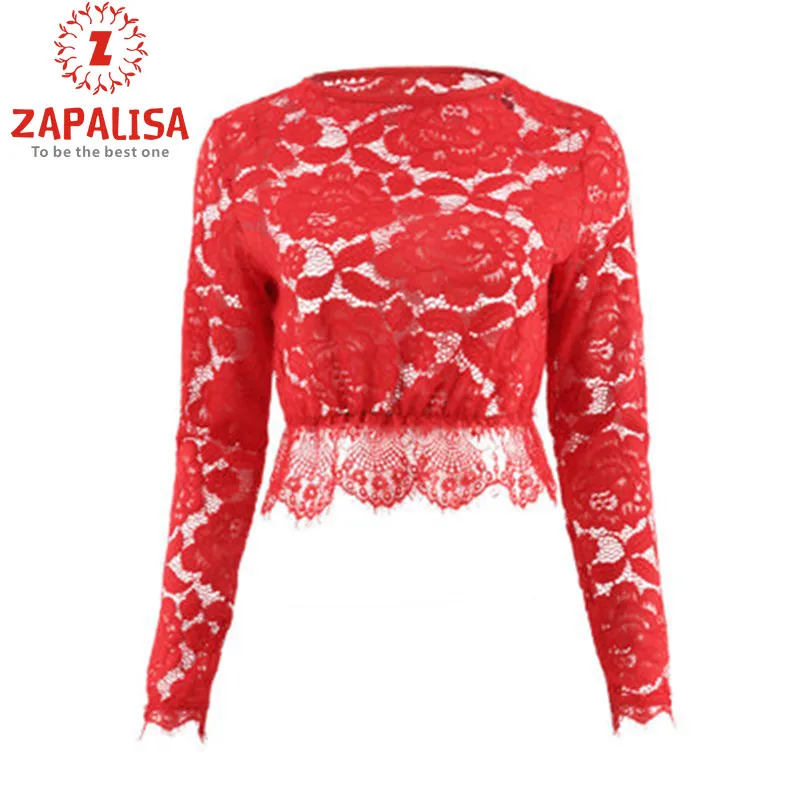 Женская Прозрачная Футболка с длинным рукавом ZAPALISA сексуальный короткий топ