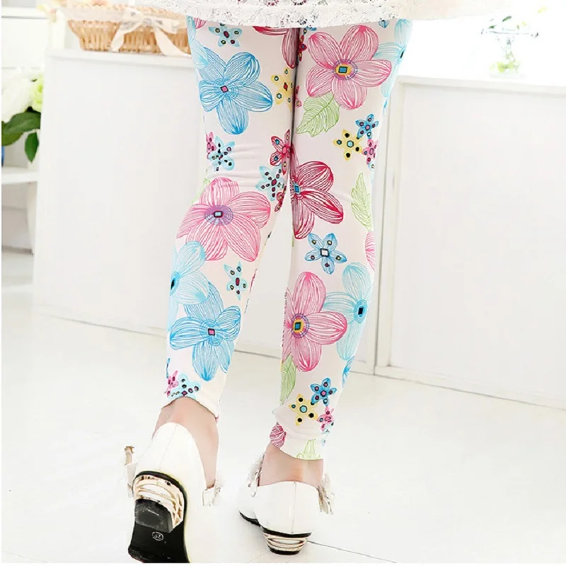 Модные штаны для девочек 3 8 лет с цветочным принтом детские на весну осень лето