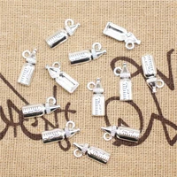 charms for jewelry making 20pcs 8x17mm antique silver color baby bottle charms