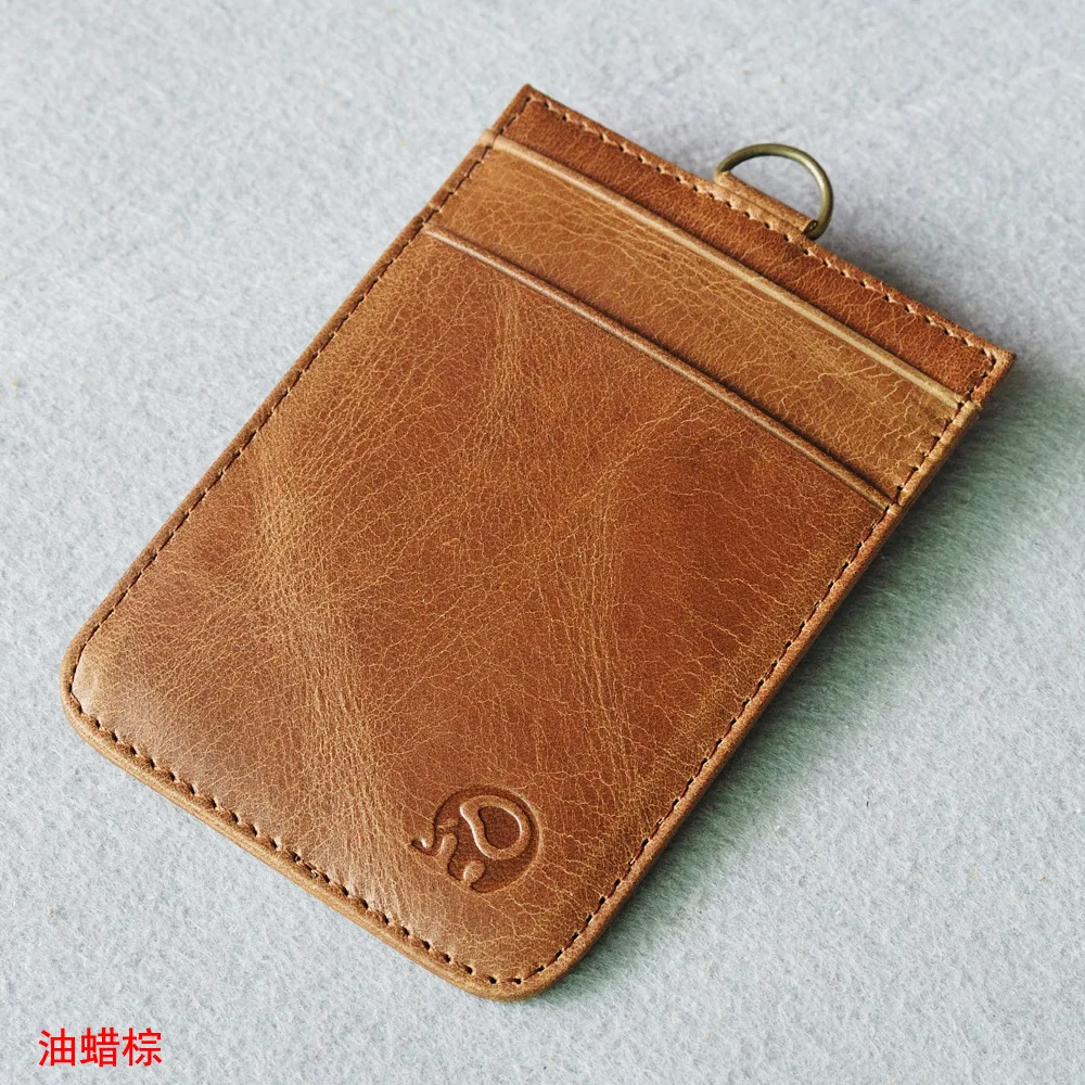 

Retro Genuine Leather Credit Card Holder Driving Licence Card Case Thin Card Wallet Bus Card Pack ID Pocket Window Key Ring