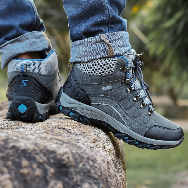 Мужская замшевая обувь унисекс с высоким берцем для пеших прогулок Мужские