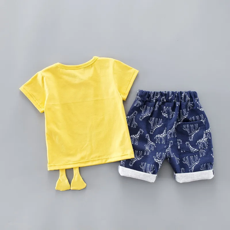 Children's Suit 2021 Summer New Boys and Girls Suits Cotton O-Neck Giraffe Kids Baby Two-piece Sets |