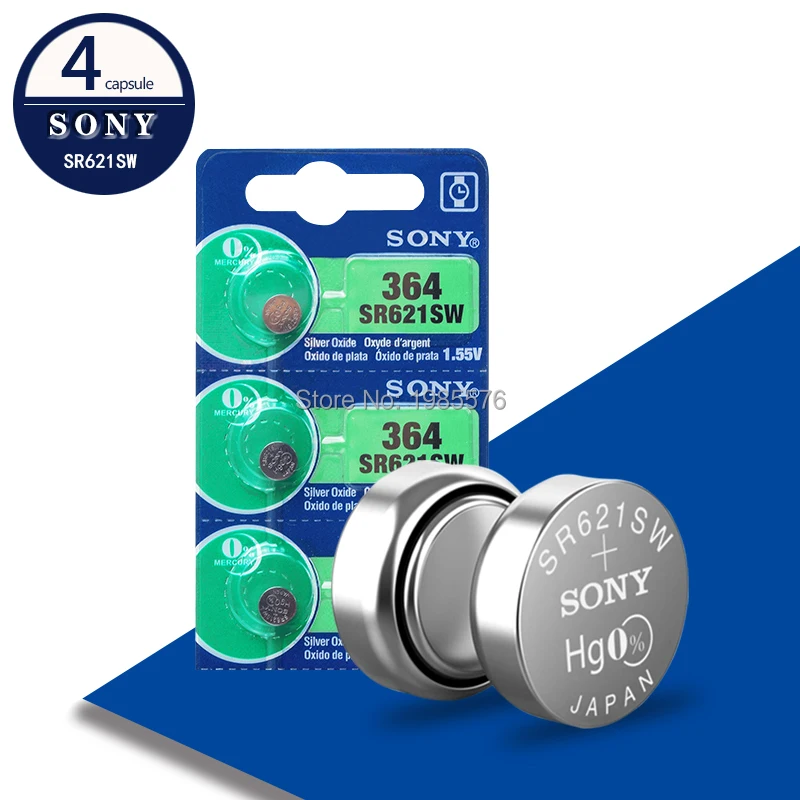 4 шт. батарейка для часов Sony 621 AG1 LR621 sr621sw 364A 1 5 в LR60 Кнопочная из оксида серебра