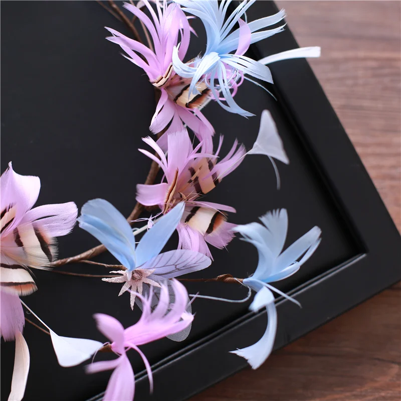 Супер сказочные синие фиолетовые розовые перья цветок ручной работы фотообои