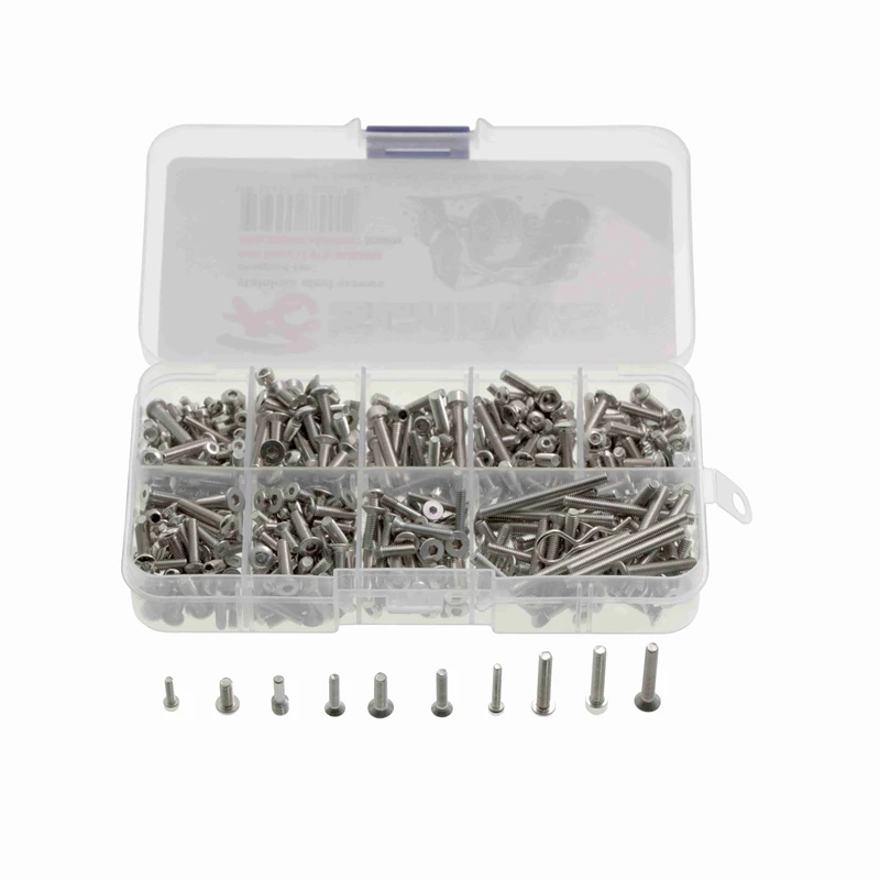 

2PCS Metal Shock Absorber Mount for Axial SCX10 90046 90047 D90 D110,Red & 430Pcs Screws Box Set for Axial SCX10 III