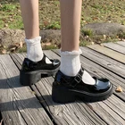 Женские туфли в стиле Лолиты, Туфли Мэри Джейн в японском стиле, винтажные туфли на высоком массивном каблуке и платформе, босоножки для косплея