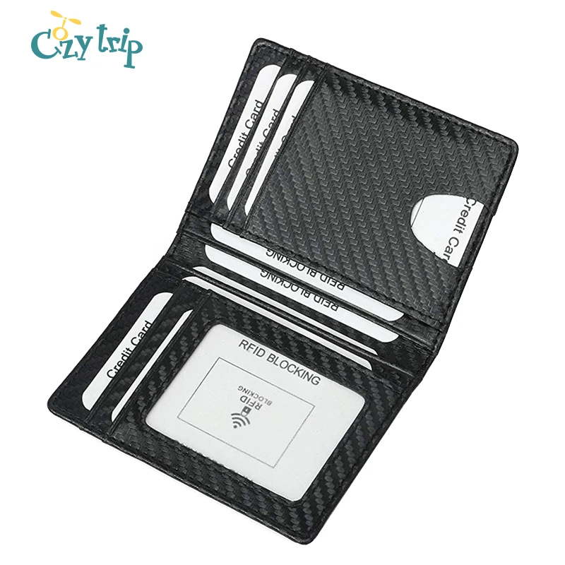 Комбинированный бумажник из углеродного волокна с блокировкой RFID 2 окошком для