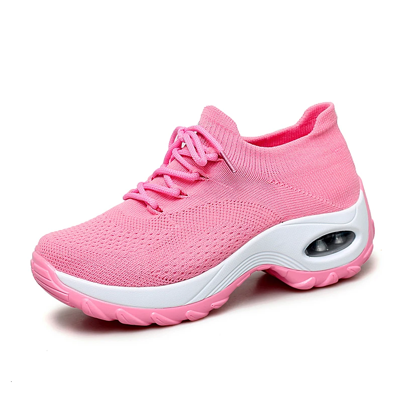 Pink shoes Женская спортивная обувь с воздушной подошвой; обувь для бега; дышащие женские кроссовки; уличная прогулочная обувь для бега; кроссовки для бега; Тканевая обувь для отдыха - Цвет: Pink shoes