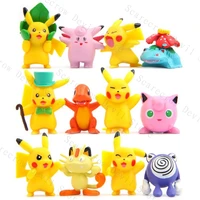 12pcsset pokemon dolls anime figures pikachu charmander models kawaii fashion action toys for children cute decoration