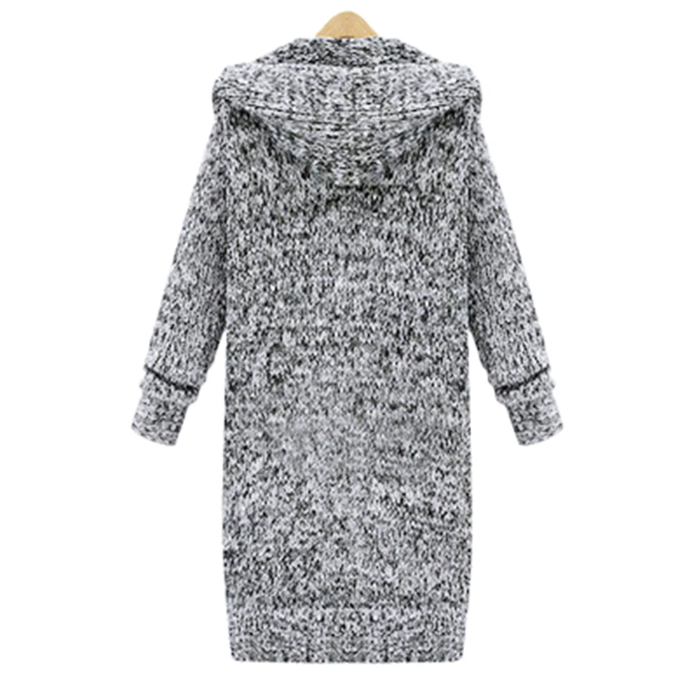 2019 Новый женский модный осенне-зимний длинный трикотажный свитер пальто