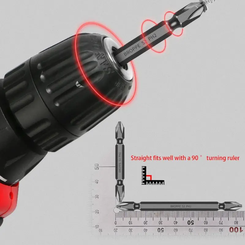 

10pcs 65mm PH2 Magnetic Electric Phillips Double Ended Screwdriver Bits 1/4\" Hex