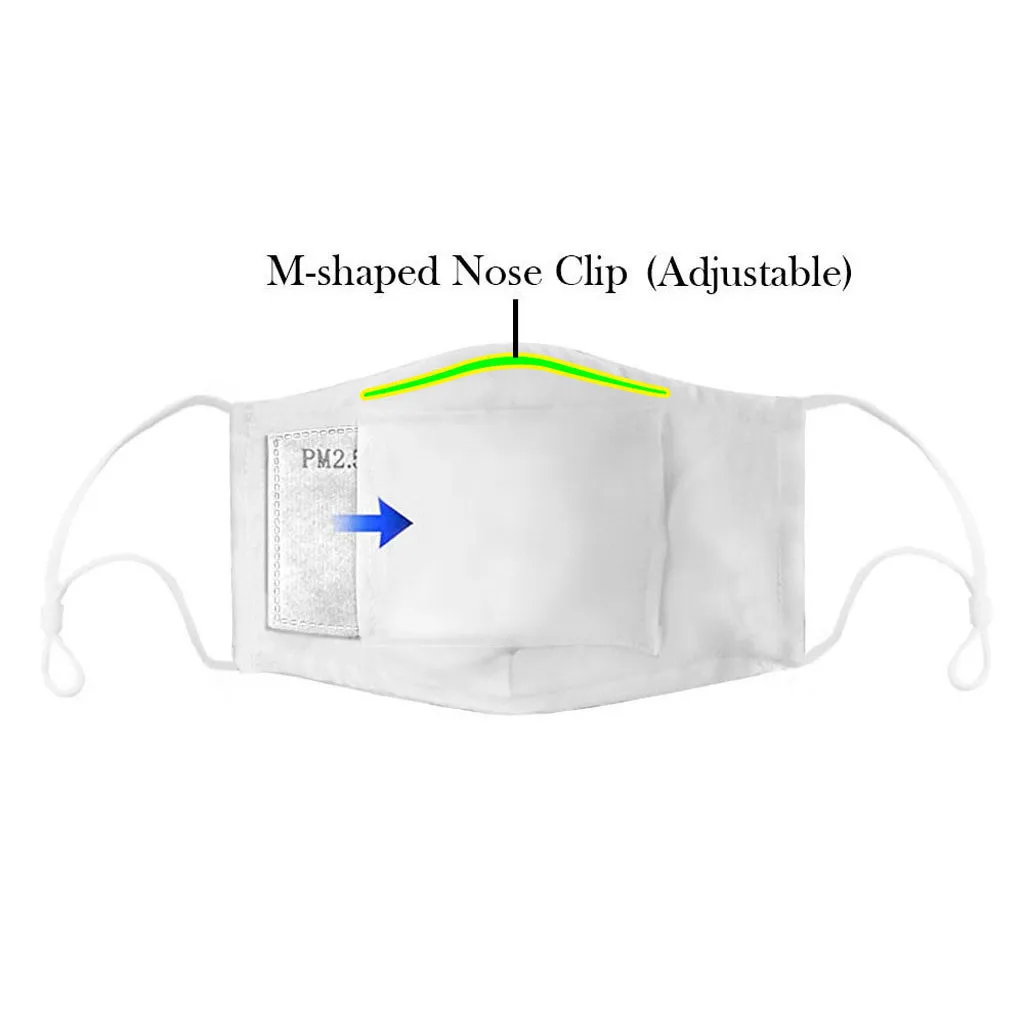 

Unisex 2 Pcs Print Mouth Mask With 4pc Gasket Filter Dust Pollution Mascarilla Earloop Dustproof Foggy Haze Pm2.5 Face Masks