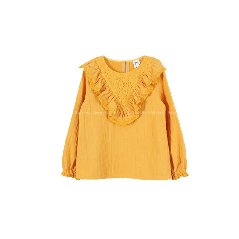 

2-018 New Autumn Girls T-shirt Fashion Long-sleeved Ruffles Baby Cotton T-shirt Kids Tee Shirt Toddler Tops