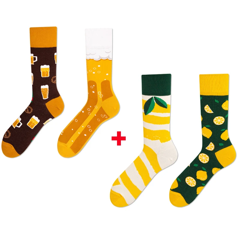 4 пары Новинка влюбленных Носки AB одинаковая унисекс различных комбинаций