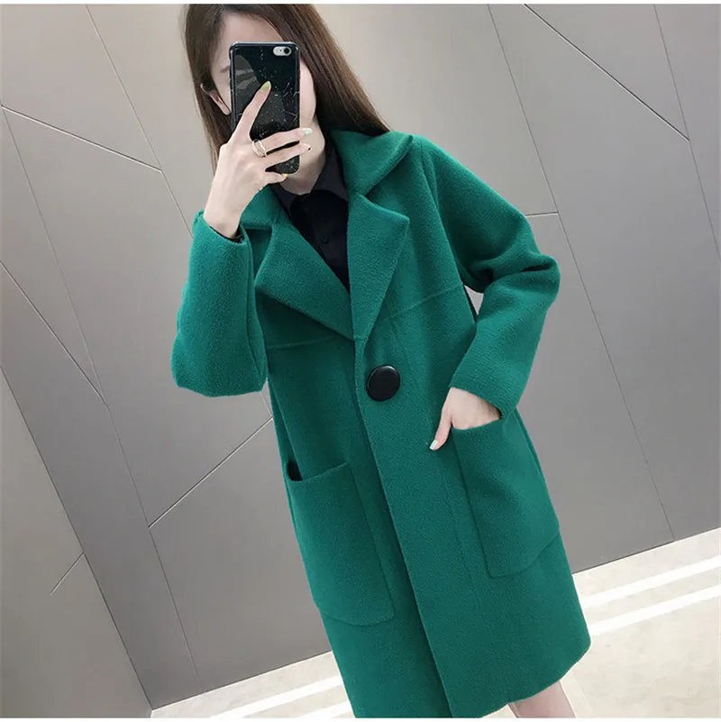 

Модное пальто средней длины для женщин 2020 Осень Зима Новое корейское двухстороннее Норковое бархатное пальто элегантный вязаный кардиган ...