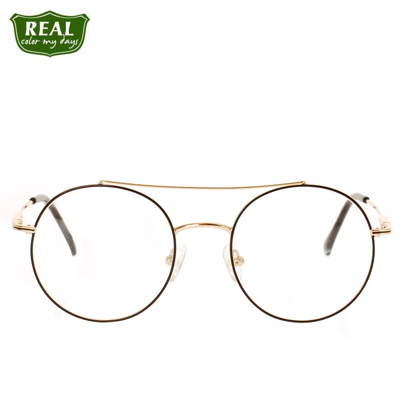 Двойная мостиковая круглая металлическая оправа винтажная для очков мужчин и