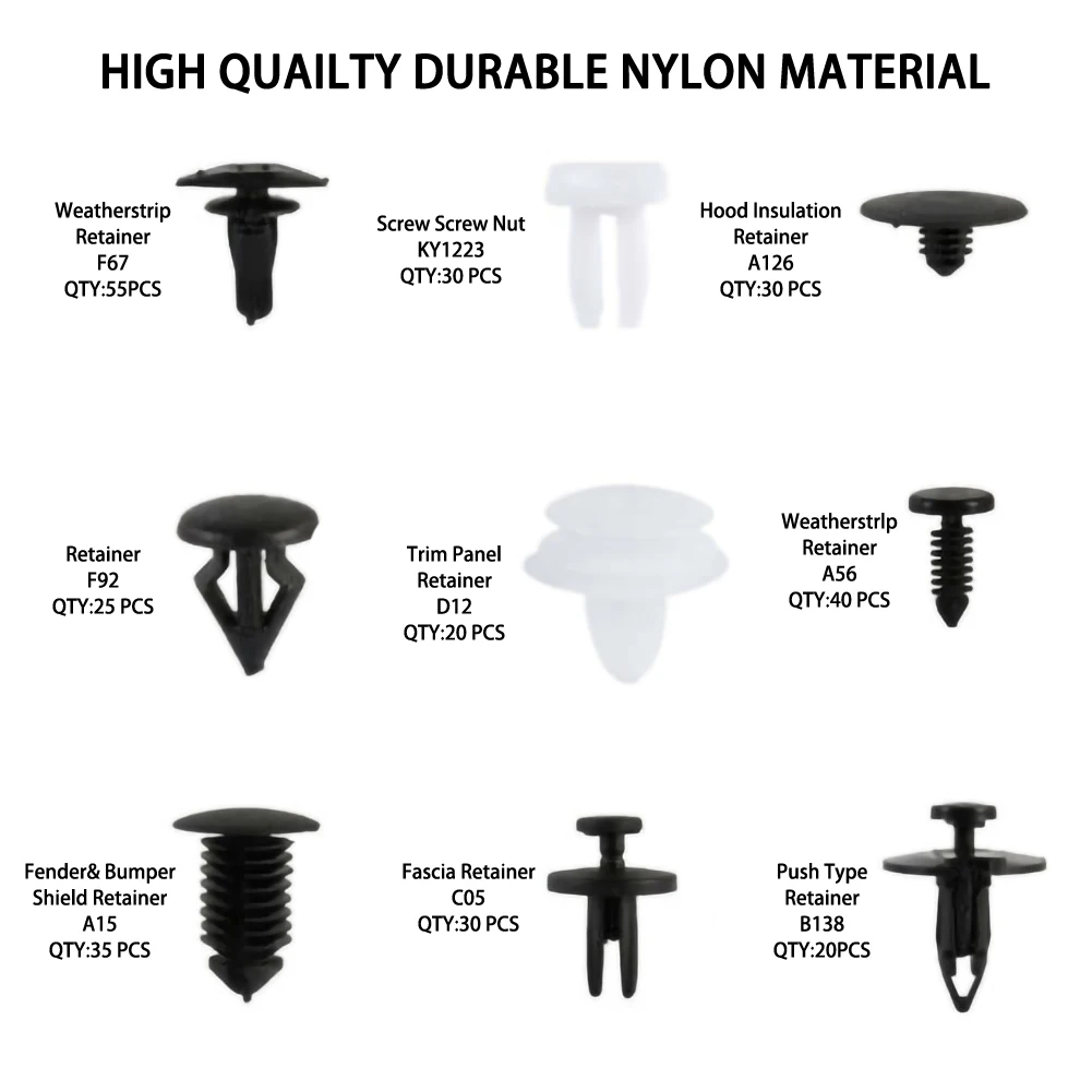 

18 sizes 421pcs Fastener Clip Mixed Car Body Push Retainer Pin Rivet Bumper Door Trim Panel Retainer Fastener Kit