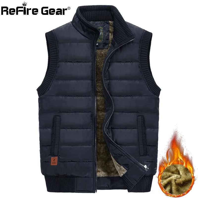 ReFire Gear зимний теплый пуховый жилет мужская повседневная флисовая жилетка с