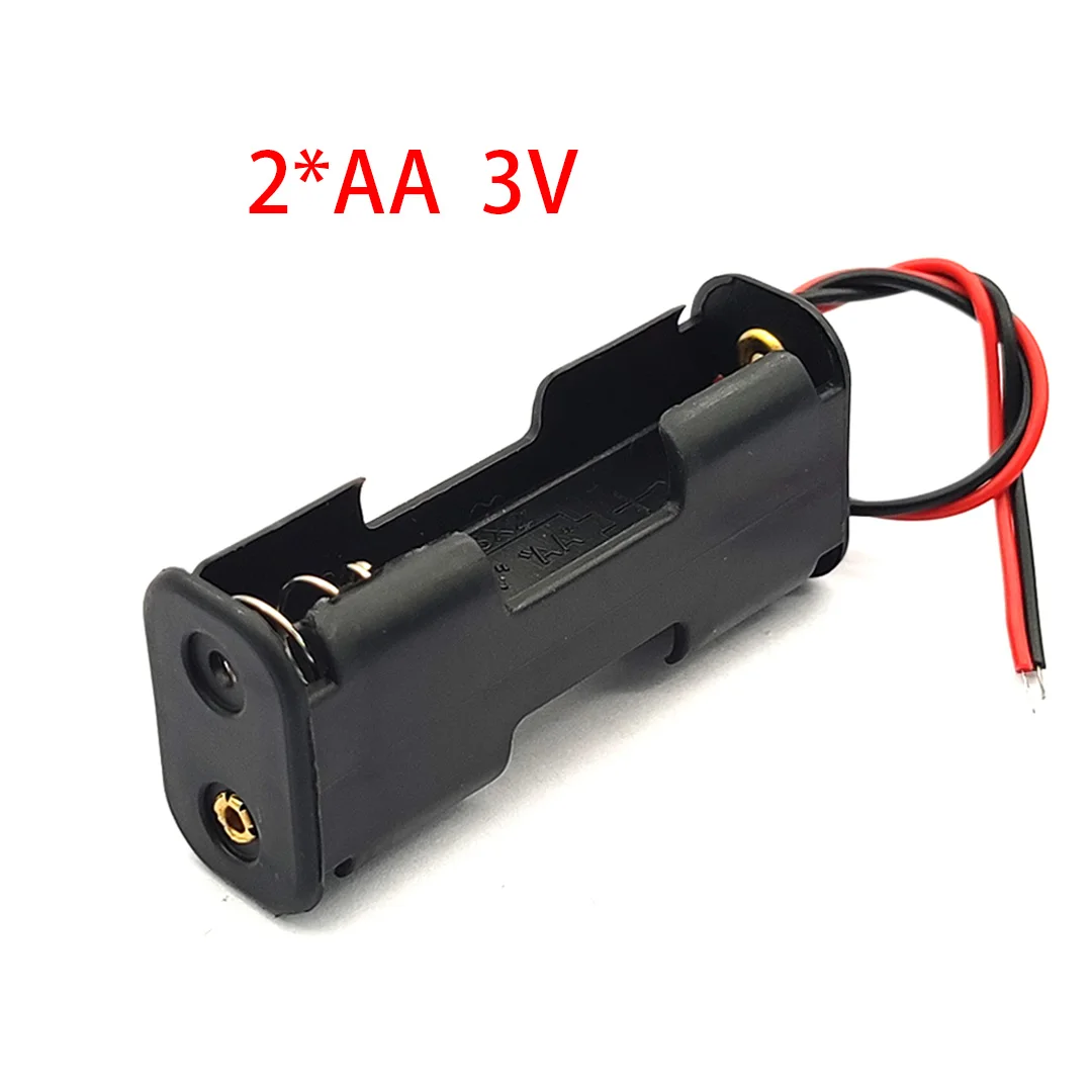 

5Pcs 2AA 3V Battery Storage Holder 2 x 1.5V AA Battery Case Box Battery Clip Slot Double Layer Back To Back With Cable