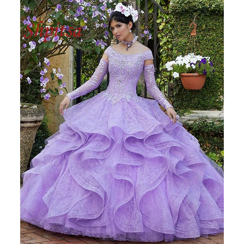 Женское кружевное бальное платье с длинным рукавом длинное для маскарада 16 лет |