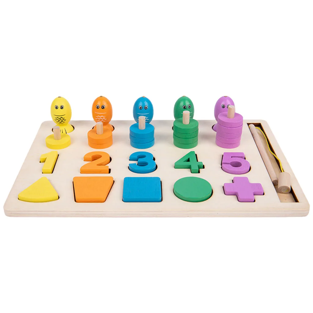 Wooden Fishing Games Matching Board Counting Game Early Educational Toys Early Developmental Toys Gifts images - 6