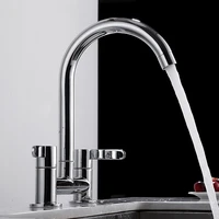modern double lever sink faucet two hole mixing faucet brass bathroom faucet filter kitchen two seat elbow faucet