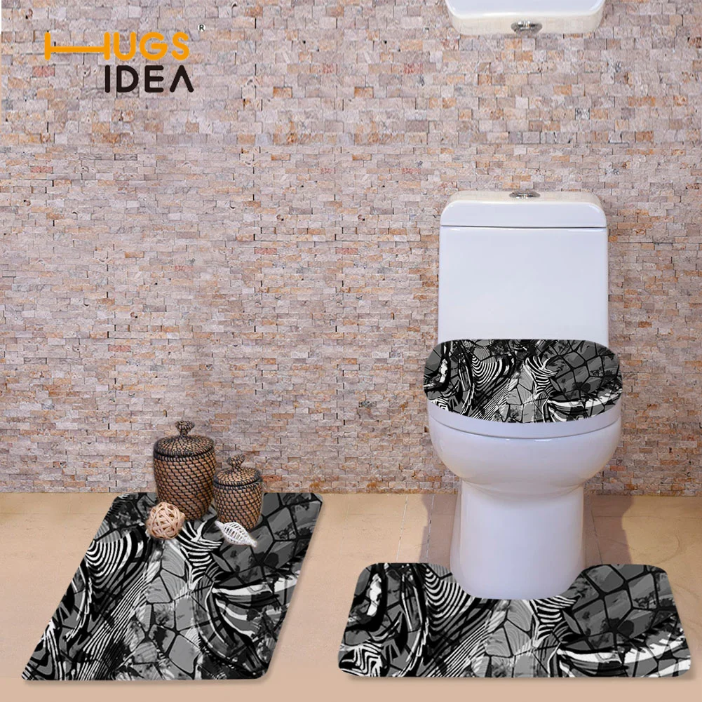 HUGSIDEA Soft Flannel Contour Rug Pedestal Mat And Toilet Lid Cover Beautiful Color Pattern Hot Selling Bath Carpet Set | Дом и сад
