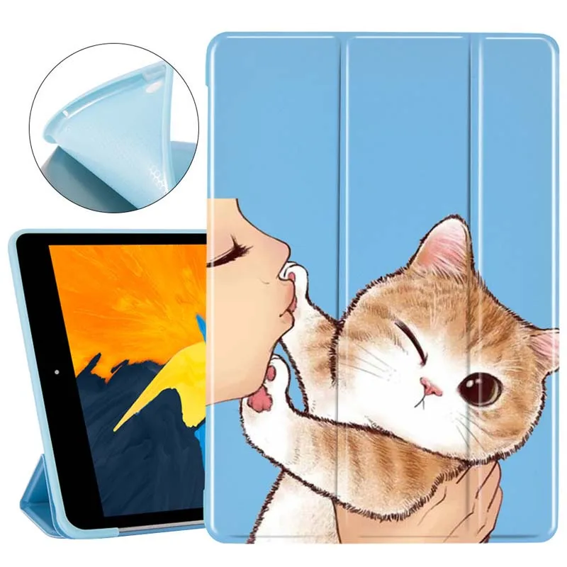 

Поцелуй кошки таблетки чехол для Ipad Mini 2 3 4 Ipad Mini складной держатель Функция для Ipad Air 1 2 3 7th поколения 11 Pro 2018 2020