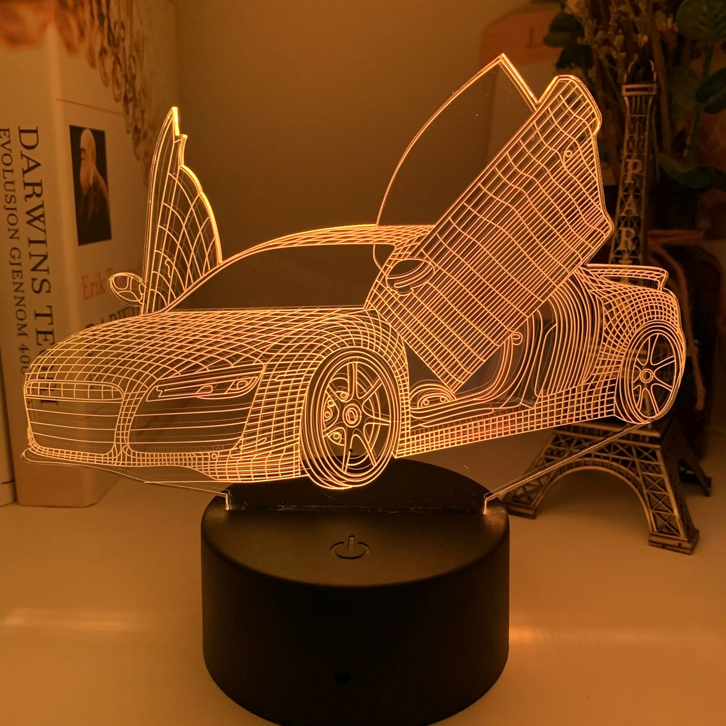 Спортивный автомобиль 3D иллюзия Лампа для детской спальни Декор Светильник