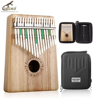 gecko kalimba thumb piano 17 keys solid camphor wood body musical instrument with eva case learning book tune hammer