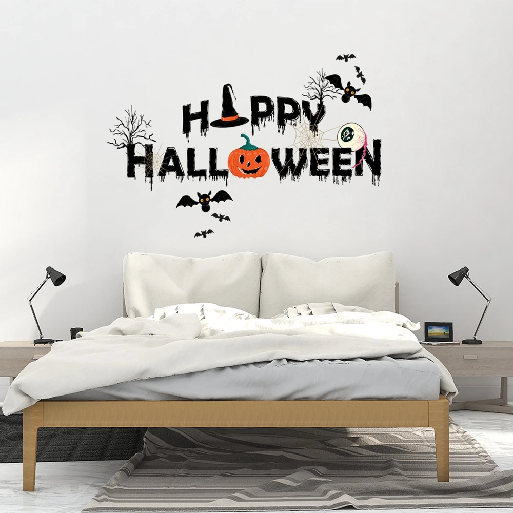 Наклейки на стену Хэллоуин пауки летучие мыши|Наклейки стену| |
