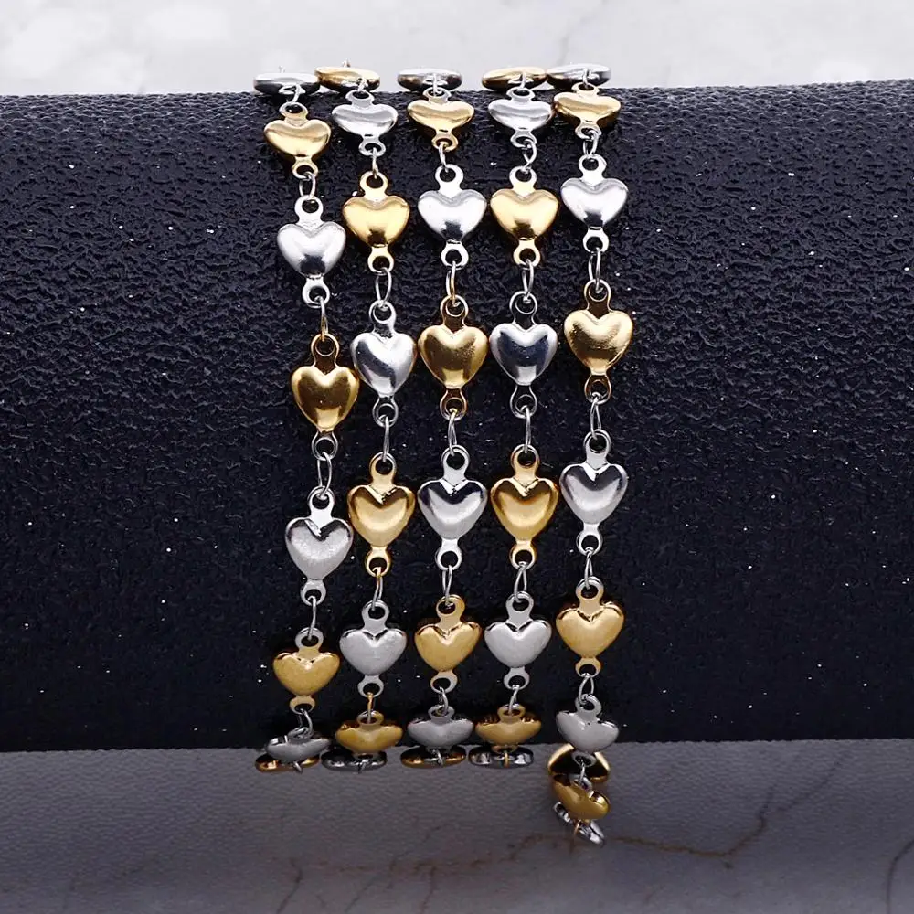 

5/5.5 мм ширина для женщин из нержавеющей стали DIY S Золото в форме сердца ручной работы цепочка ожерелье браслет Изготовление ювелирных издел...