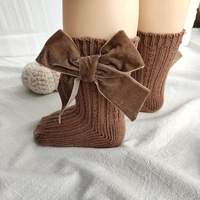 socks baby accessories boy winter newborn girl shoes floor non slip bow knee high long socks ribbed outfit baby girls autumn