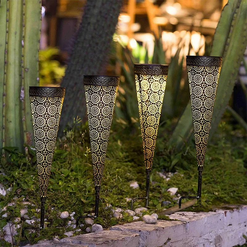 

Set Of 4 Solar Pathway Lights Garden Outdoor, Decorative Stakes for Walkway, Yard, Lawn, Patio