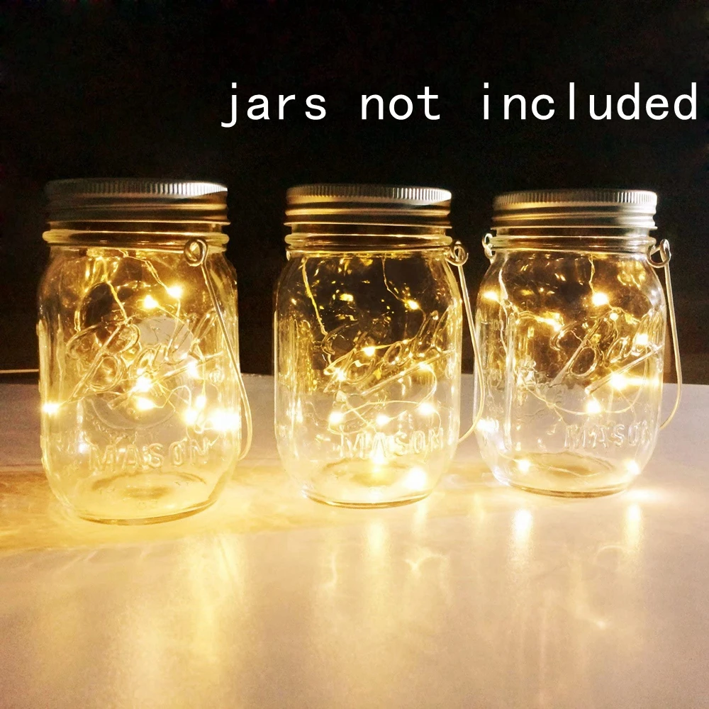 Солнечная банка Mason Jar с крышкой 3 шт. 20 светодиодов мерцающие водонепроницаемые