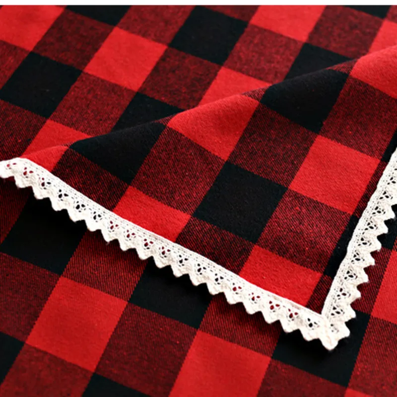 Современная прямоугольная скатерть с принтом решетки из полиэстера и льна