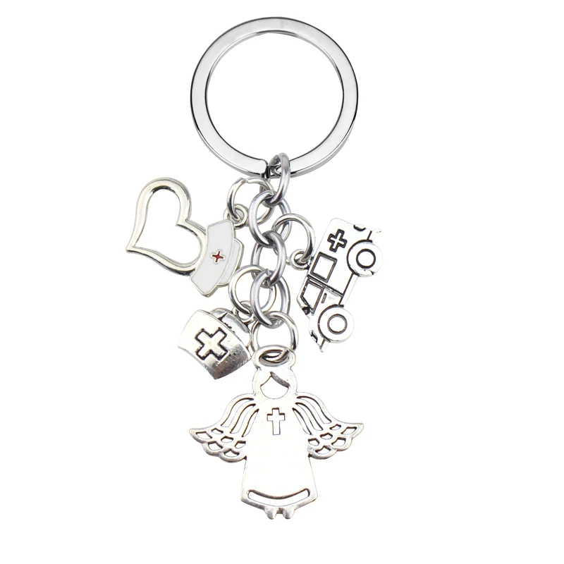 

Винтажный брелок для ключей, подарок для врачей и медсестер, шприц для стетоскопа, подвеска для скорой помощи, креативные подарочные украше...