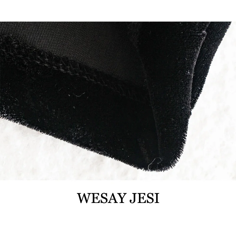 

WESAY JESI Fashion Dress Dresses Summer 2021 Woman High Quality Chic Single-Breasted Elegant Velvet Vintage Long Sleeve Female
