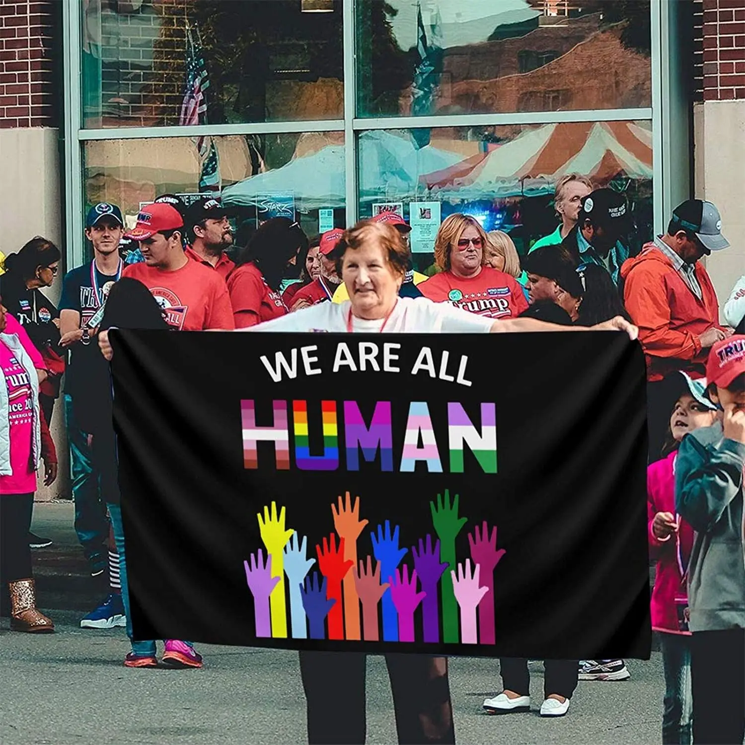 

We are All Human LGBT Gay Rights Pride 3x5 Foot Flag Outdoor 3x5 Ft Flag Best Military Flag is Not Damaged Durable