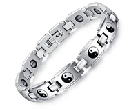 mens tourmaline energy tai chi bracelet health care jewelry women hologram germanium magnetic therapy yin yang bracelets