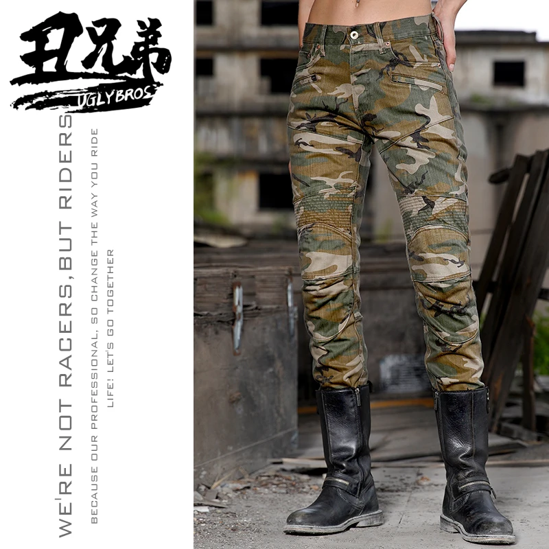 

Uglybros Women's Motorcycle Jeans Outdoor Riding Motorbike Motocross Anti-Fall Pants Camouflage casual Moto pants