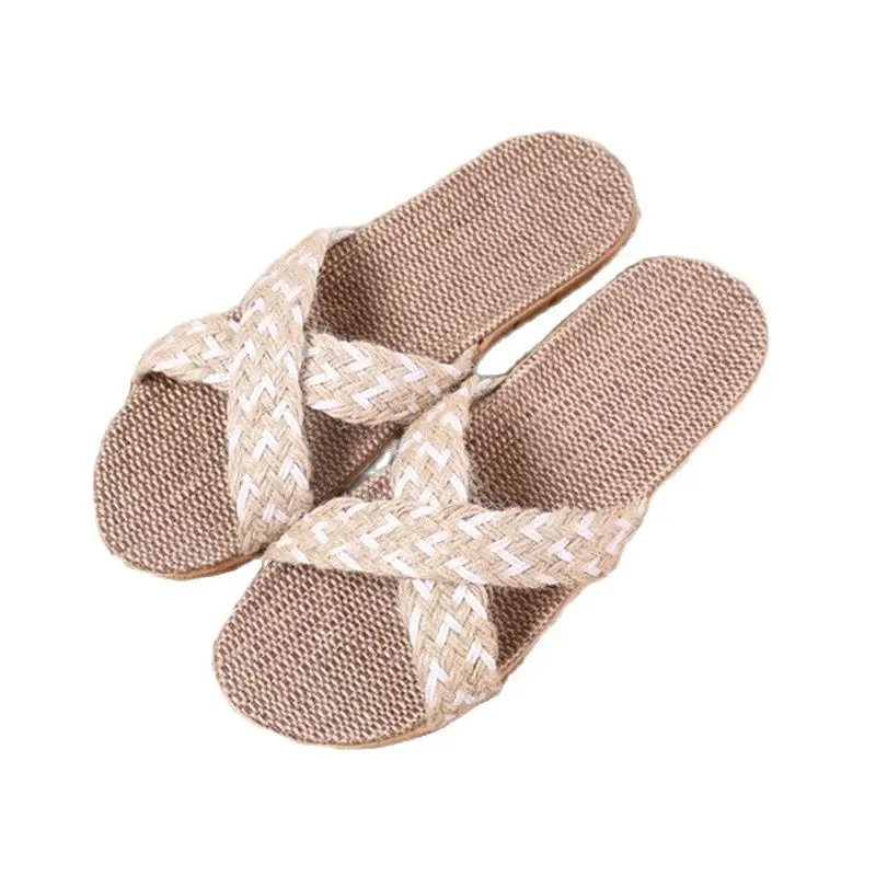 Suihyung Multicolor Flax Slippers For Women 2022 New Summer Indoor Shoes Home Casual Slides Cross Blet Ladies Flip Flops Sandals