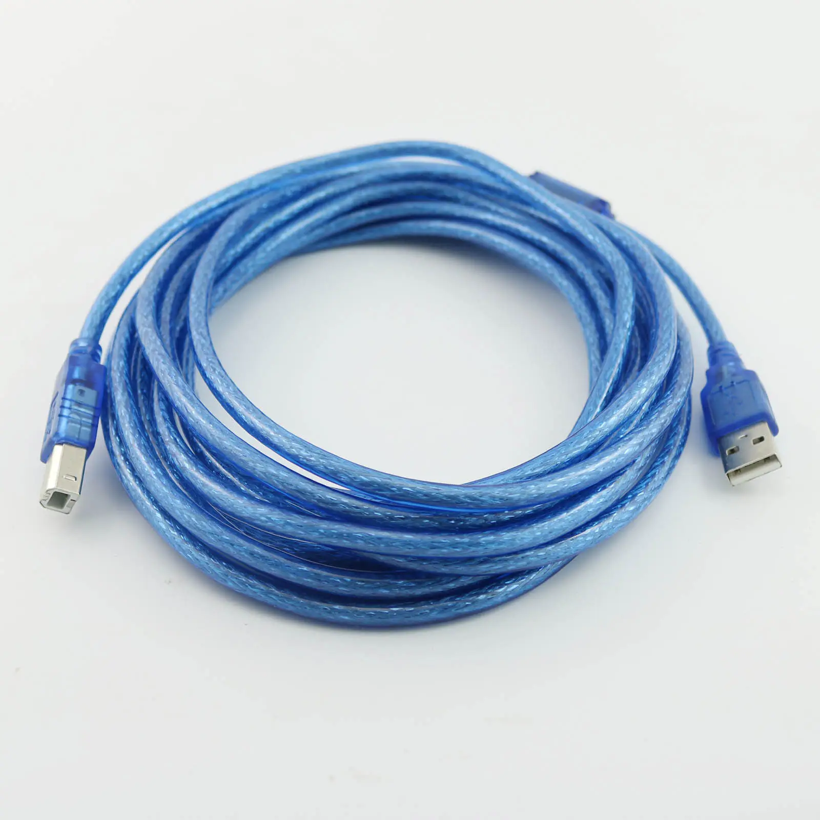 10pcs Blue USB 2.0 Type A Male to B Male Printer Scanner Adapter Connector Cable 5M