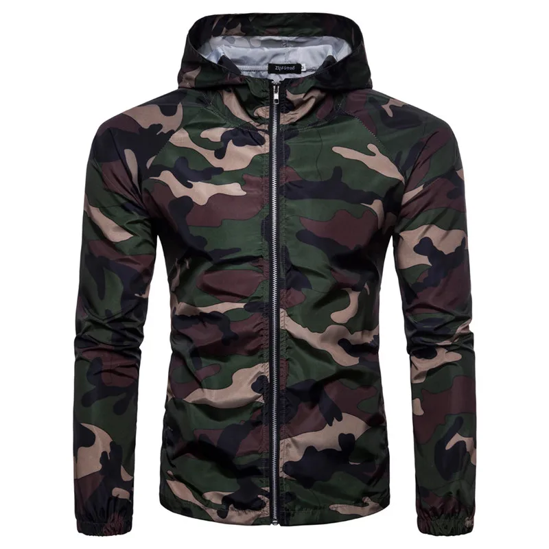 

2021 Spring And Autumn New European And American Men's Camouflage Jackets Hooded Outdoor Thin Casual Menswear