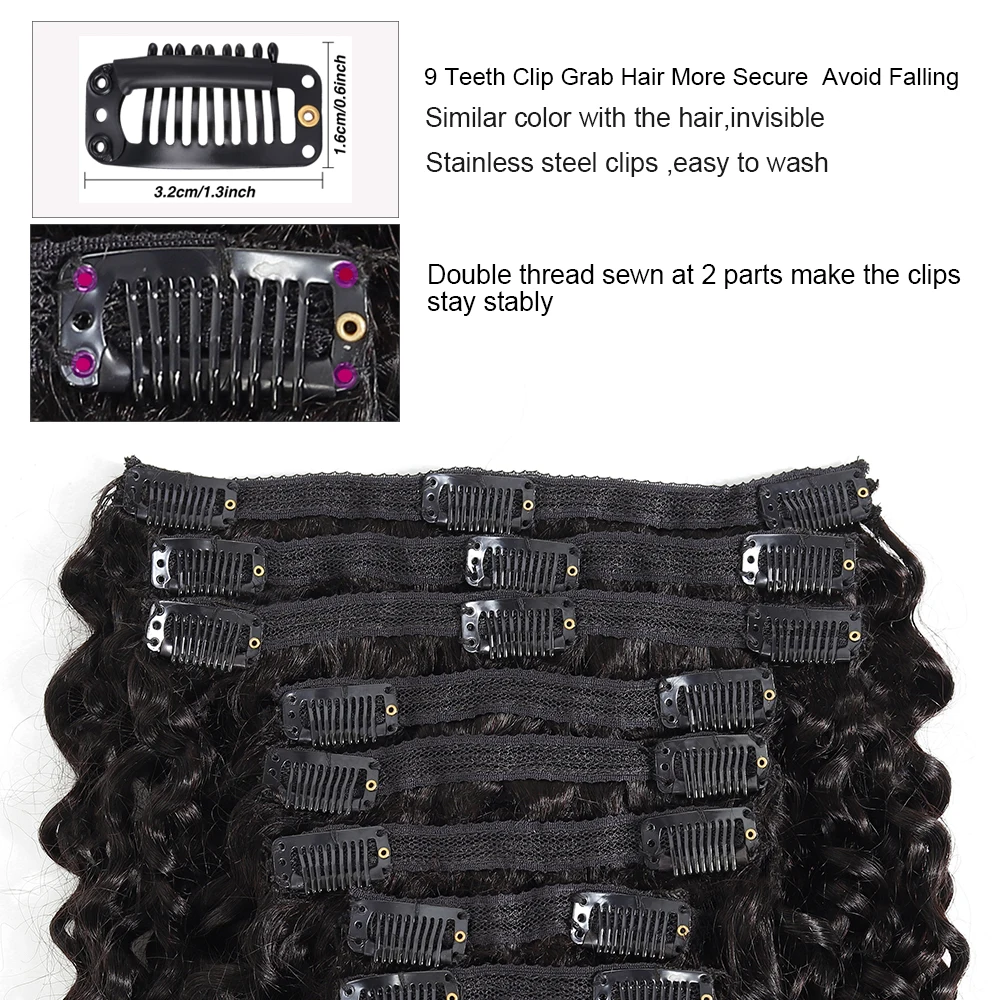Fabc Hair перуанские вьющиеся волосы заколки для волос человеческие наращивания 10