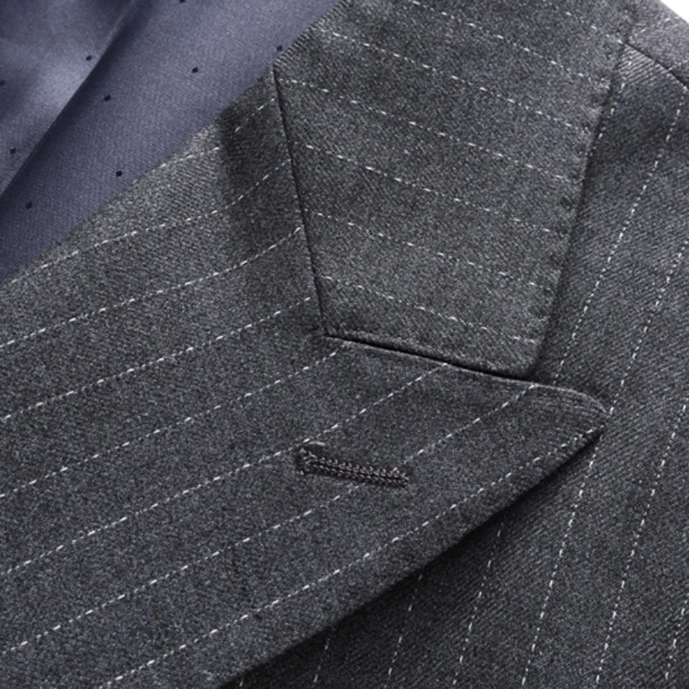 Костюм мужской классический в полоску блейзер и брюки жилет двубортный офисный