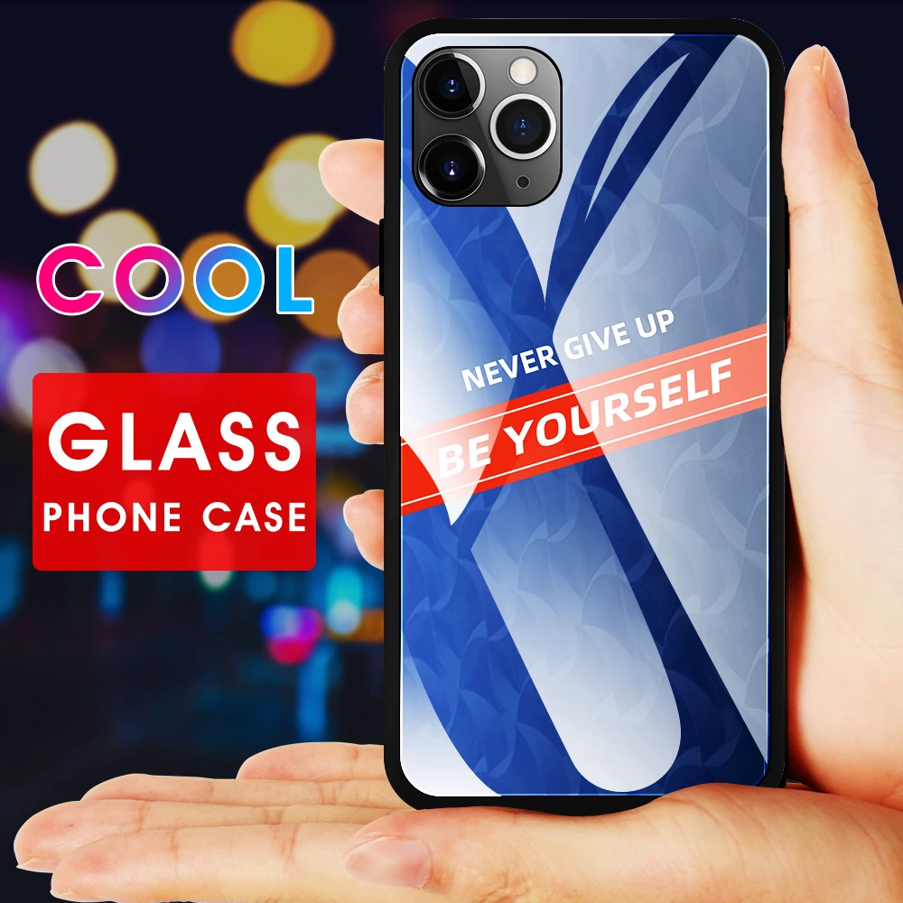 Цветные стеклянные чехлы для iPhone 11 Pro Max X XS XR цветной чехол из закаленного стекла 7