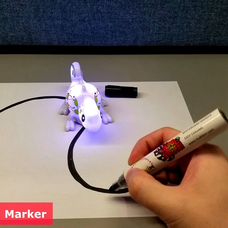 

Inductive Chameleon Toy Change Sound and Body Color According to Environment Follow Draw Black Line Track Magic Dinosaur